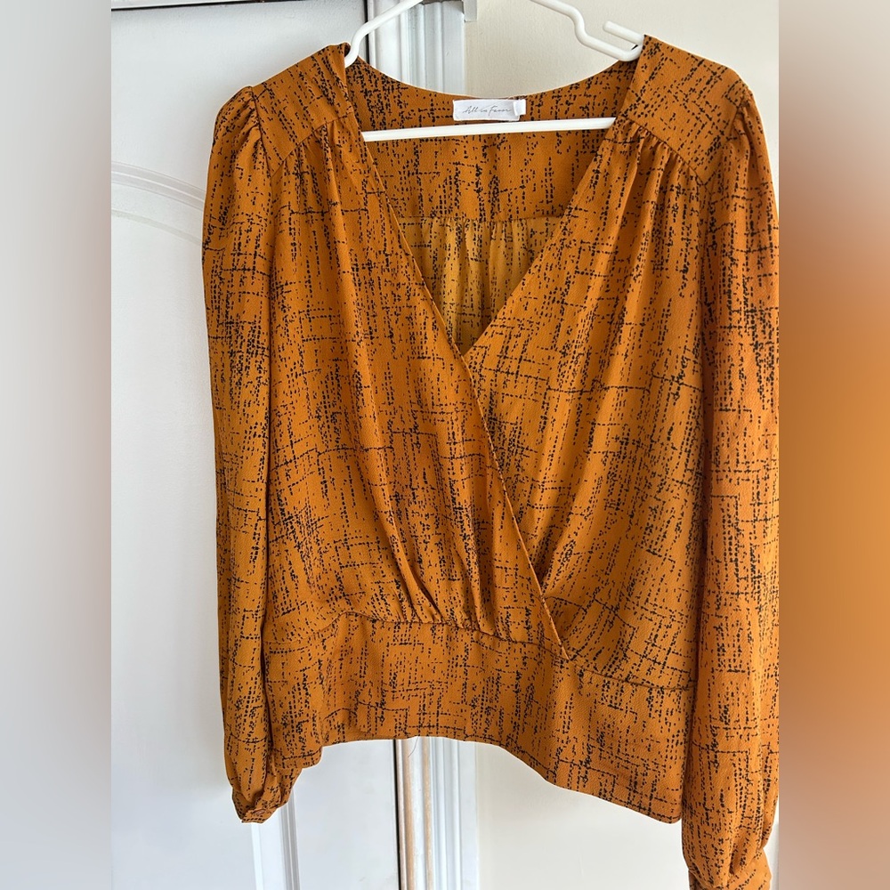 All in Favor Amber Patterned Blouse
